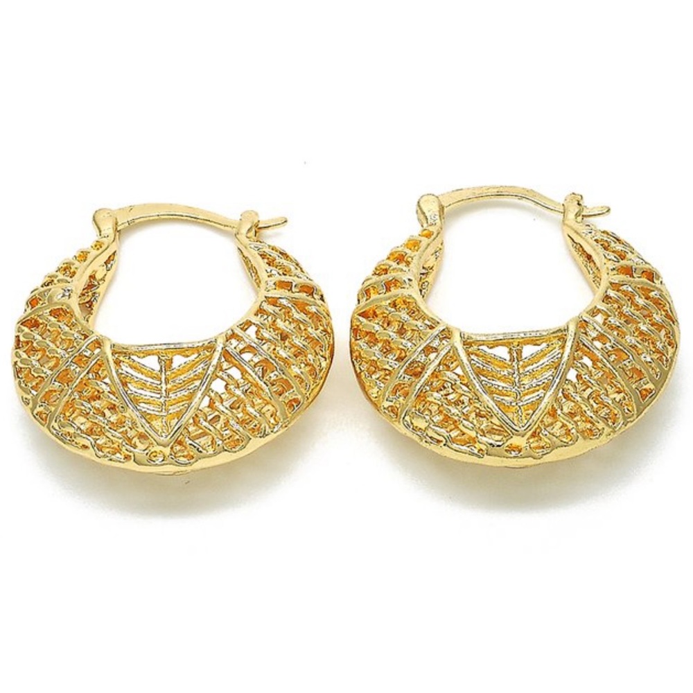 18k Gold Plated Basket Weave Hoops 💛 - Picture 4 of 10